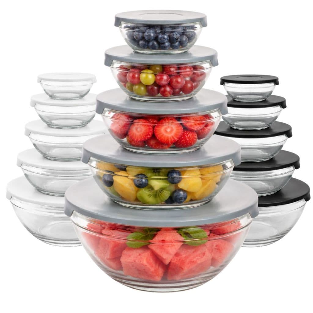 Conjunto 5 Potes de Vidro com Tampa Marmitas Bowls para Armazenamento de Alimentos