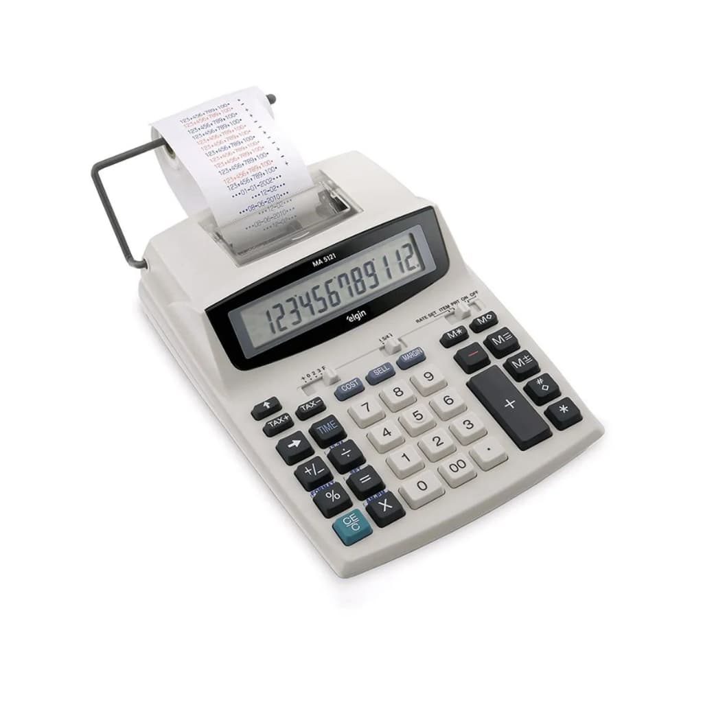 Calculadora com Impressão Bicolor Elgin 5121 - 12 Dígitos Visor LCD Alimentação por Pilhas ou Fonte