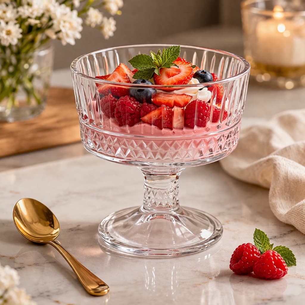 Jogo de Taças de Sobremesa 250ml Kit 6 Vidro Elegante para Mesa Posta e Doces Gourmet