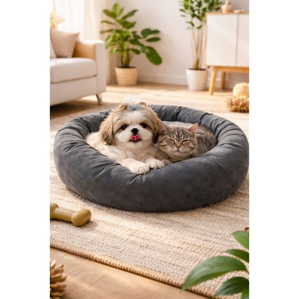 Cama Ninho Pet Gato Cachorro 50 Cm Luxo Ultra Macia Fundo Impermeável Premium Caminha Pet Redonda