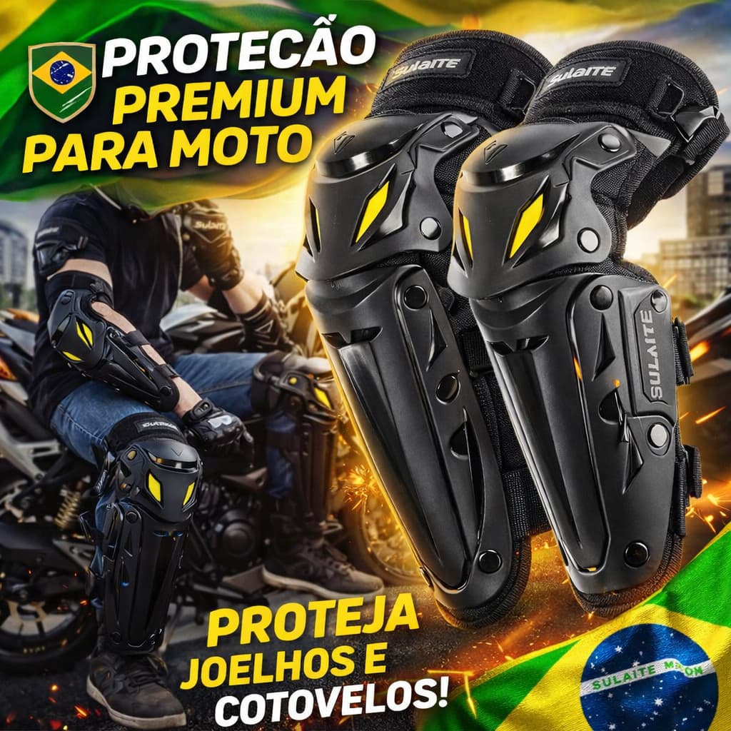 Kit De Proteção Moto 4 Peças Joelheira Cotoveleira Esportiva