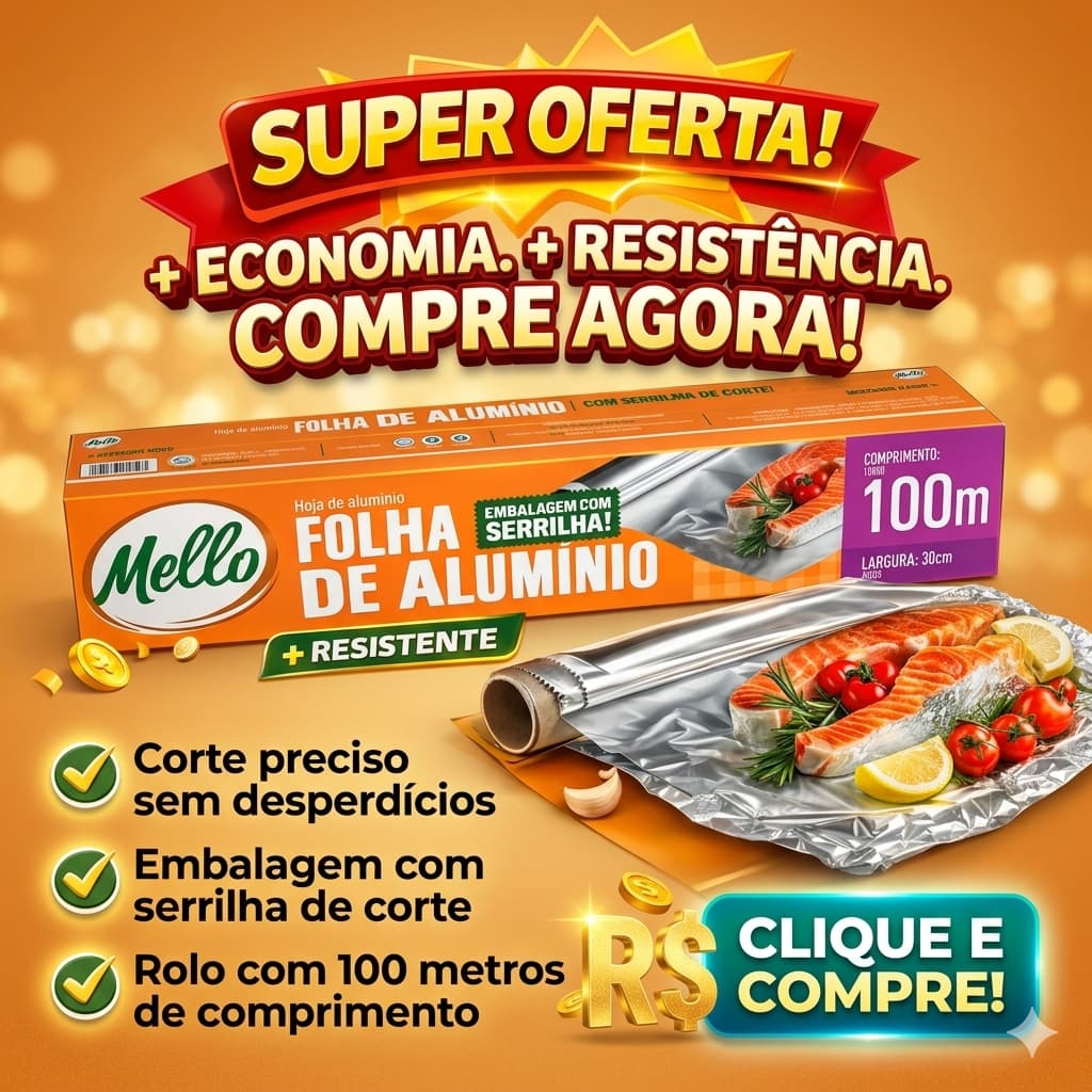 Rolo de Papel Alumínio 30cmx100m Mello