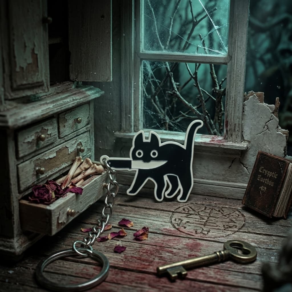 KIT Chaveiro Gatinho Assassino Com Faca Mini Cute Cat Fofo Assassin's Cat