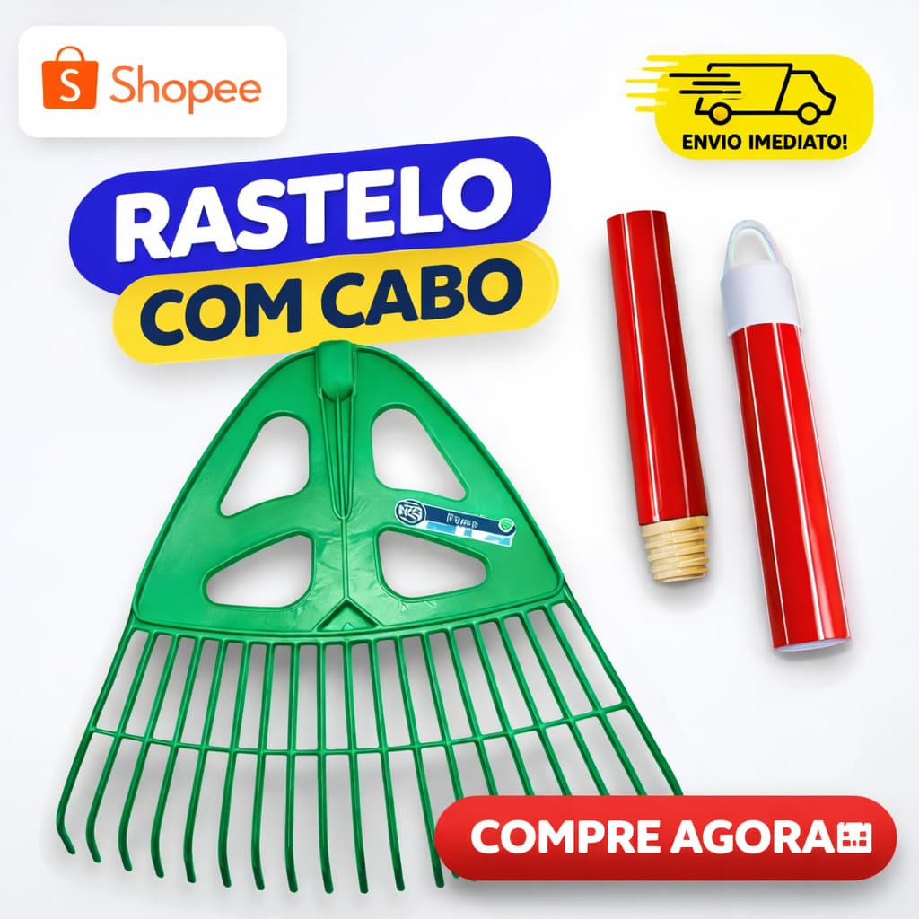 Rastelo de Jardim com Cabo Longo – Leve, Resistente e Ideal para Juntar Folhas Secas