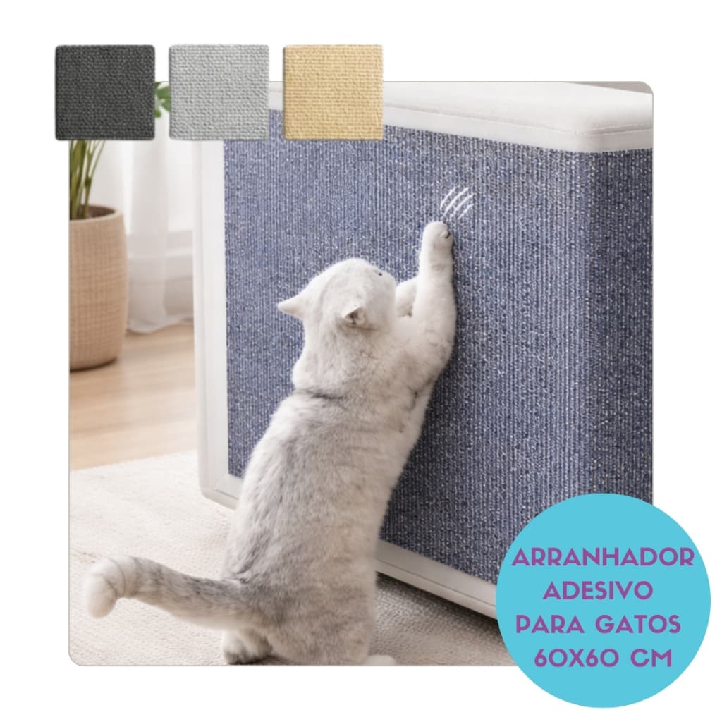 Arranhador para Gatos Adesivo Proteção de Móveis Sofá 60x60cm Resistente Fácil Instalação