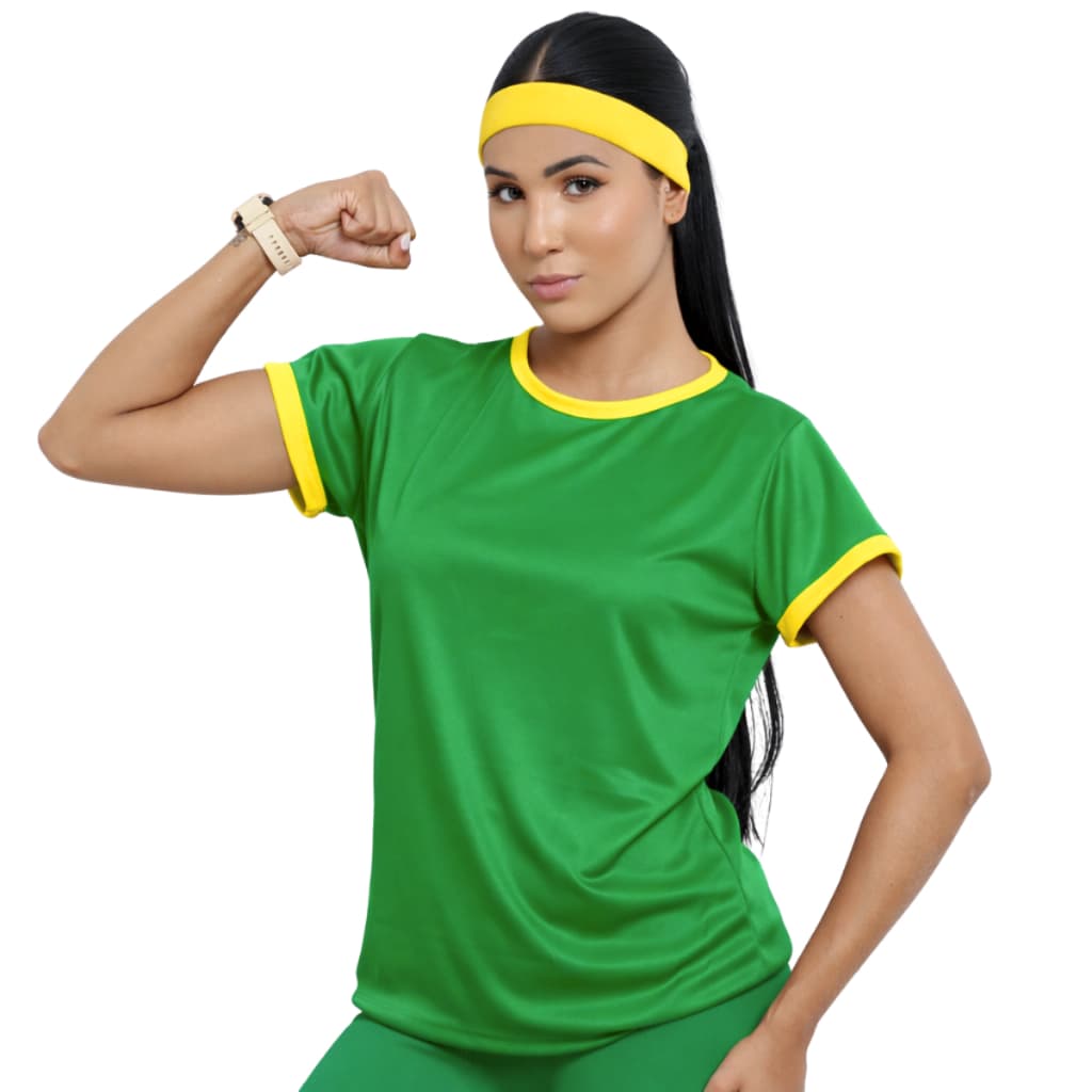 Camiseta Feminina Brasil Personalizável Baby Look Personalizar Sua Logo 100% DryFit