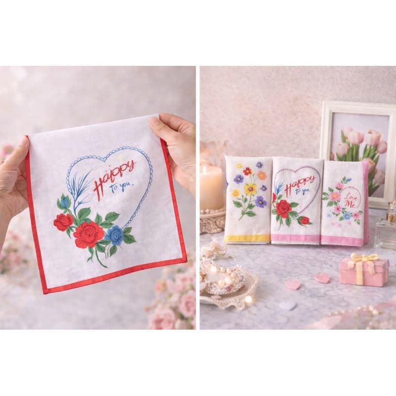 kit Lenços de Bolso Femininos 25x25 | 3 Caixinhas Lencinhos Delicados Algodão Floral 9 unidades