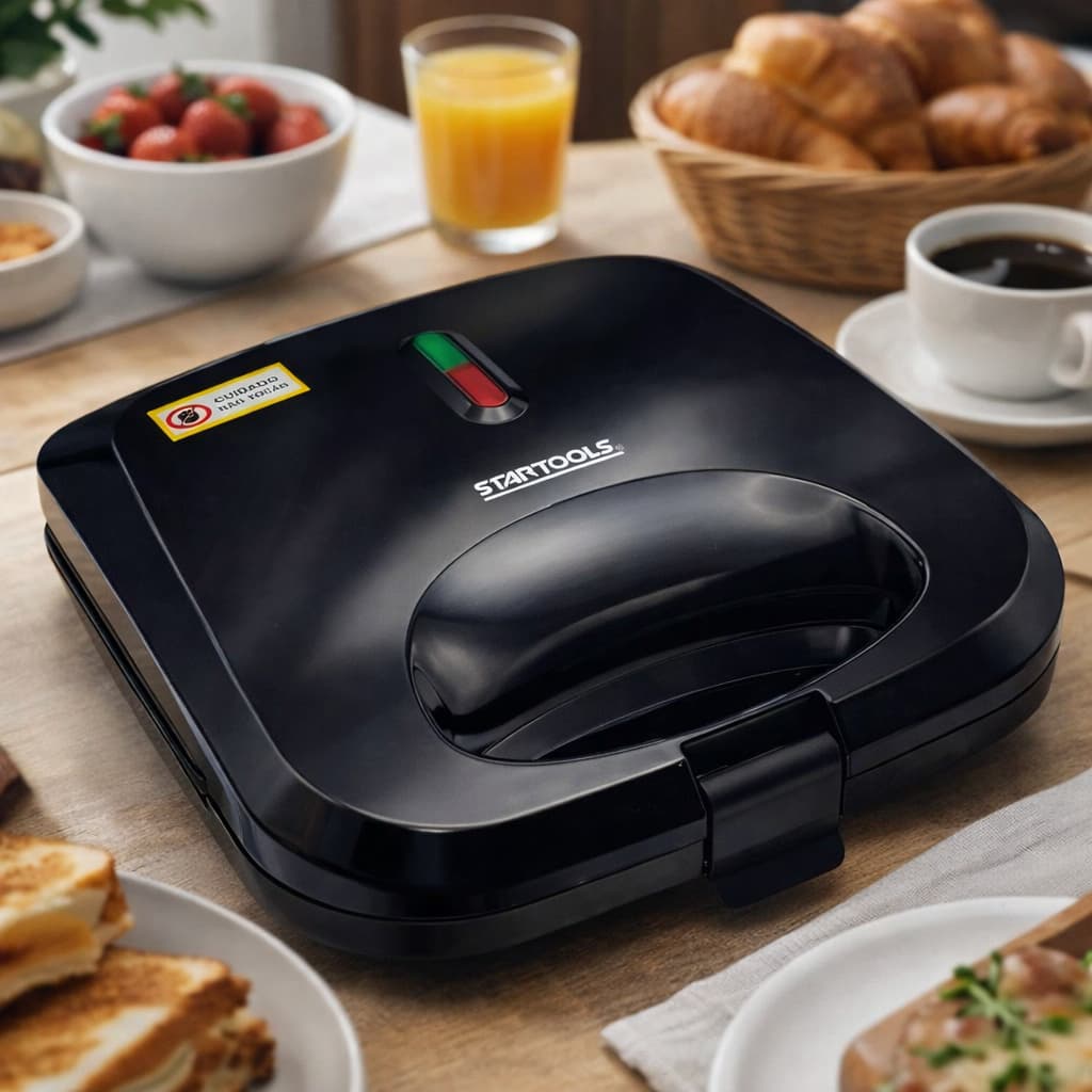 Sanduicheira Grill Elétrica 2 em 1 Startools 750W | Faz Sanduíches, Ovos e Grelhados Sem Óleo