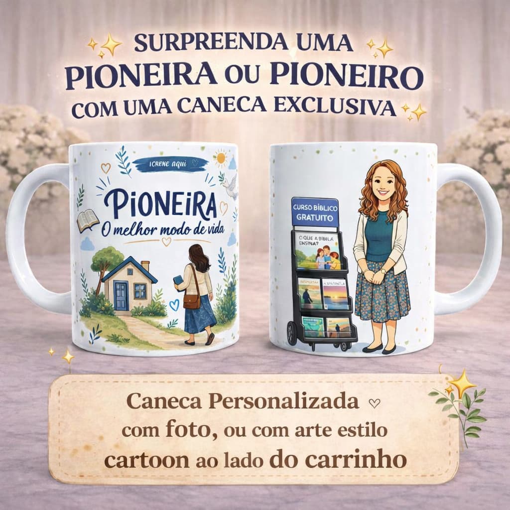 Caneca Personalizada Pioneira/Pioneiro JW com Nome e Foto | Presente Criativo