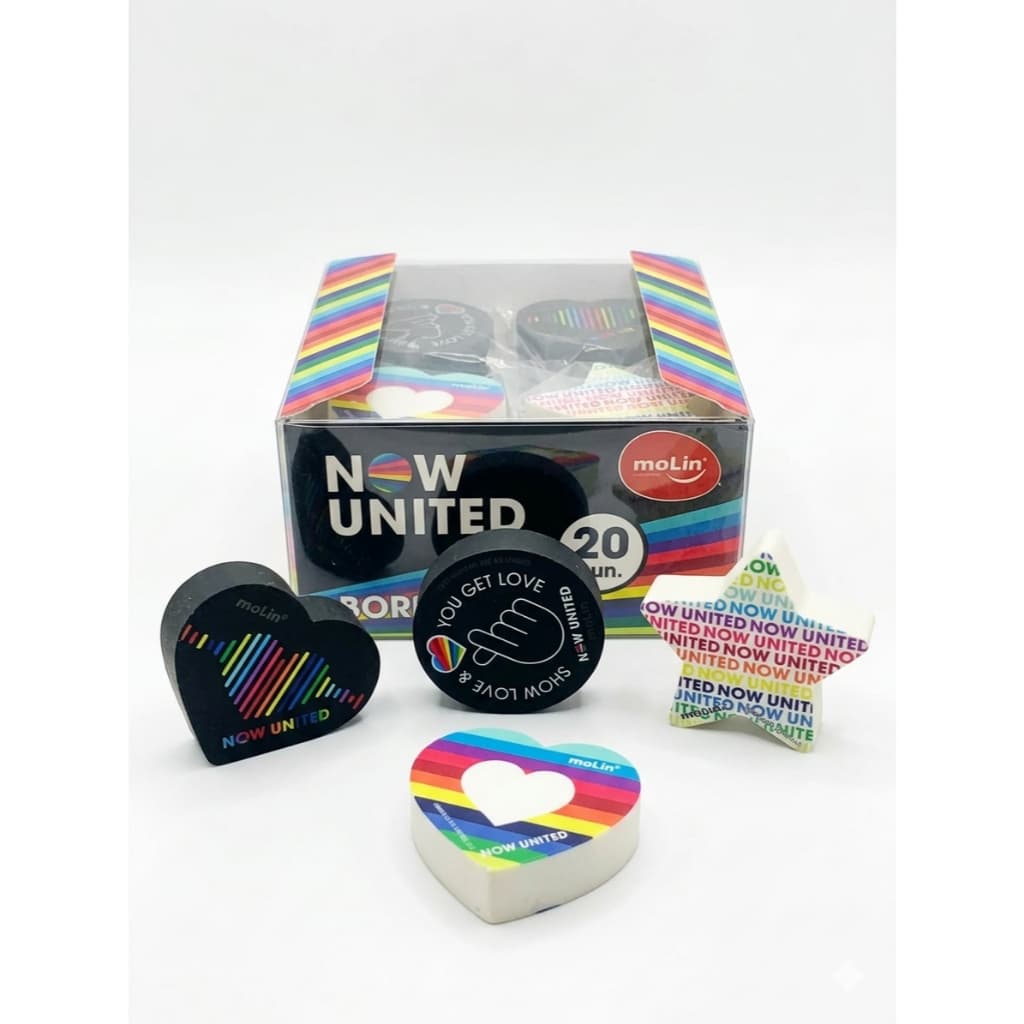 kit c/4 Borrachas Now United Molin Edição Limitada temática