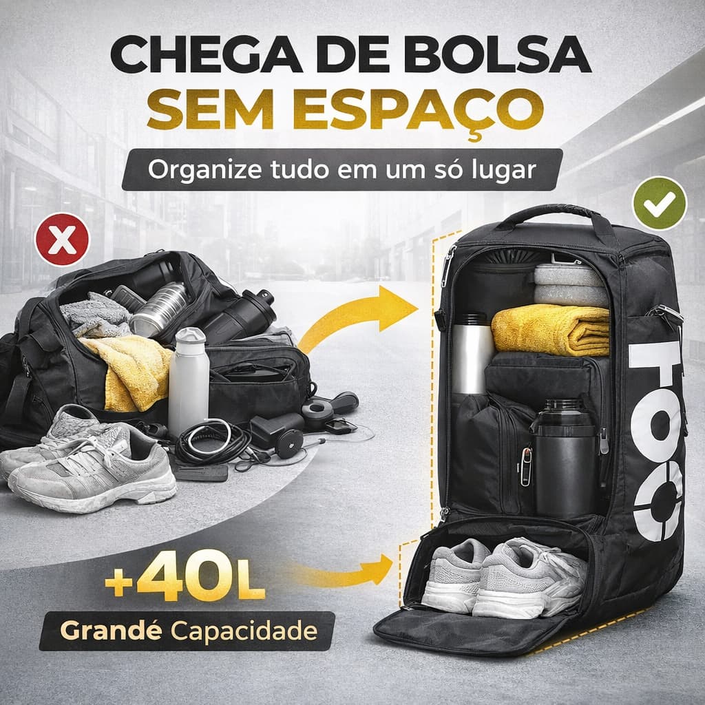 Bolsa Esportiva Academia Impermeável Multifuncional Transversal Mochila Viagem com Porta Tênis