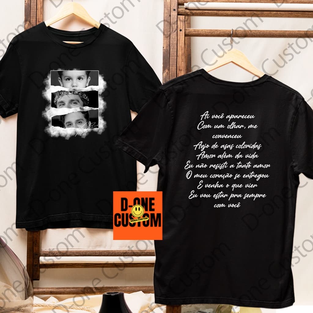 Camisa Camiseta Luan Santana Olhos Preto e Branco Ai você Apareceu com um Olhar me Convenceu Show