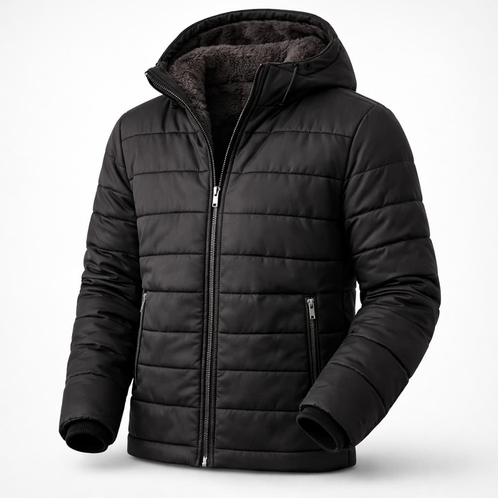 Jaqueta Puffer Masculina Inverno Peluciada Impermeável Com Capuz Removível