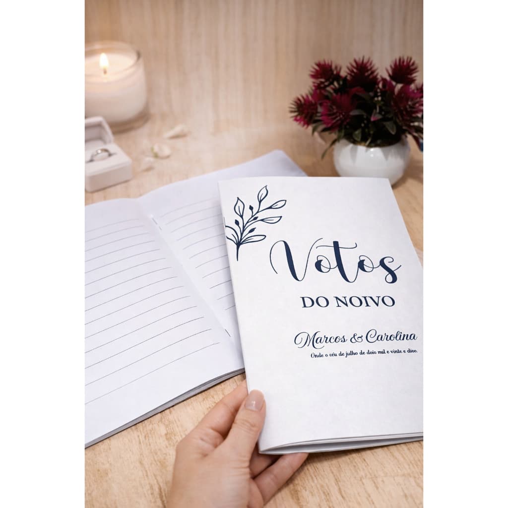 Par de Caderno de Votos para Casamento do noivo e da noiva - PERSONALIZADO