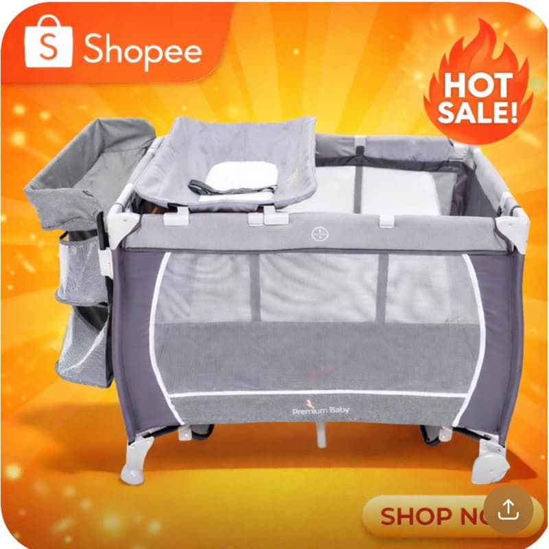 Berço de Viagem Portátil Premium Baby PB2380 Austin 3.0 Cinza