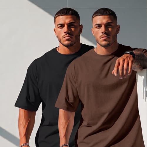 Camiseta Oversized Masculina Treino Academia Crossfit Camisa Larga Algodão Premium Sem Estampa Slim Básica Corrida Kit 2
