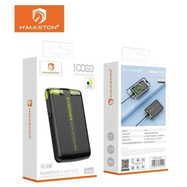 H'Maston YD60 Power Bank 10000mAh Carregamento por indução