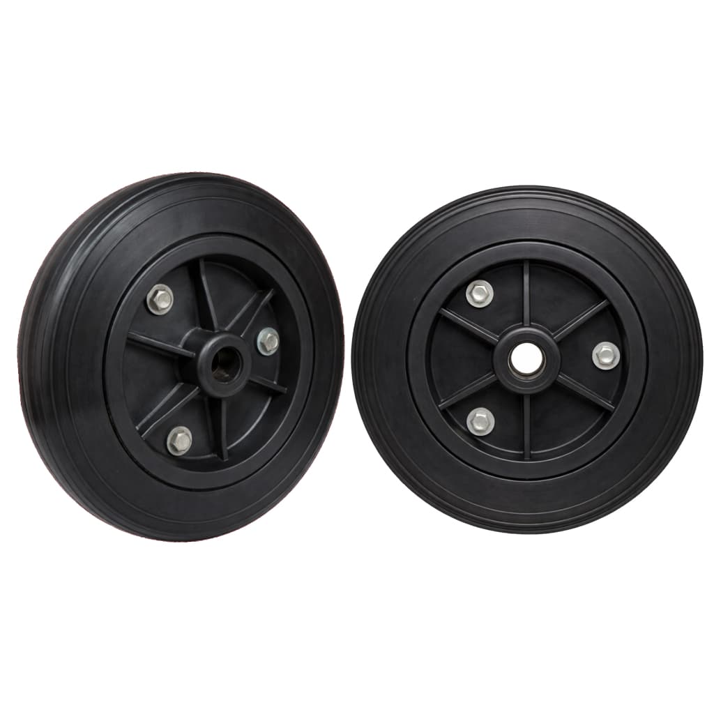Conjunto 2 Rodas em PP 10" Pneu de Borracha Furo Passante 7/8" - P10F78