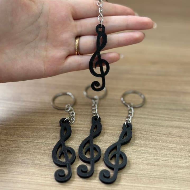Chaveiro Clave de Sol Preto 3D Música Acessório Mochila Bolsa Chaves Presente Criativo Nota Musical