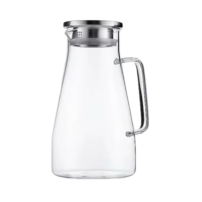 Jarra Vidro Borossilicato 1650ml com Tampa Inox Resistente Quente e Frio Suco Água Chá Elegante