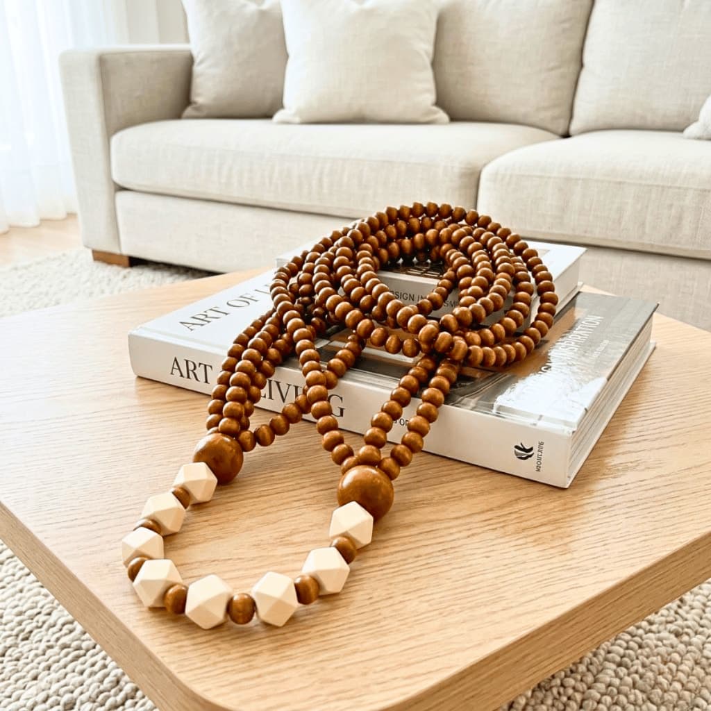 Colar de Mesa Decorativo Madeira Adorno de Mesa Sala Enfeite de Mesa Decorativo 75 cm Dia das Mães