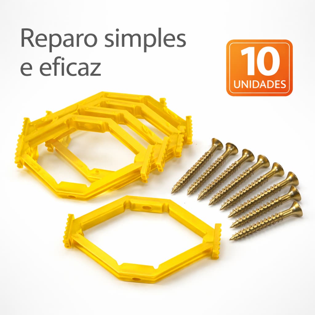 Kit 10 Unidades Reparo Salva Abas Caixinha Luz 4x2 Tomadas Interruptor Luz universal Haste Obras