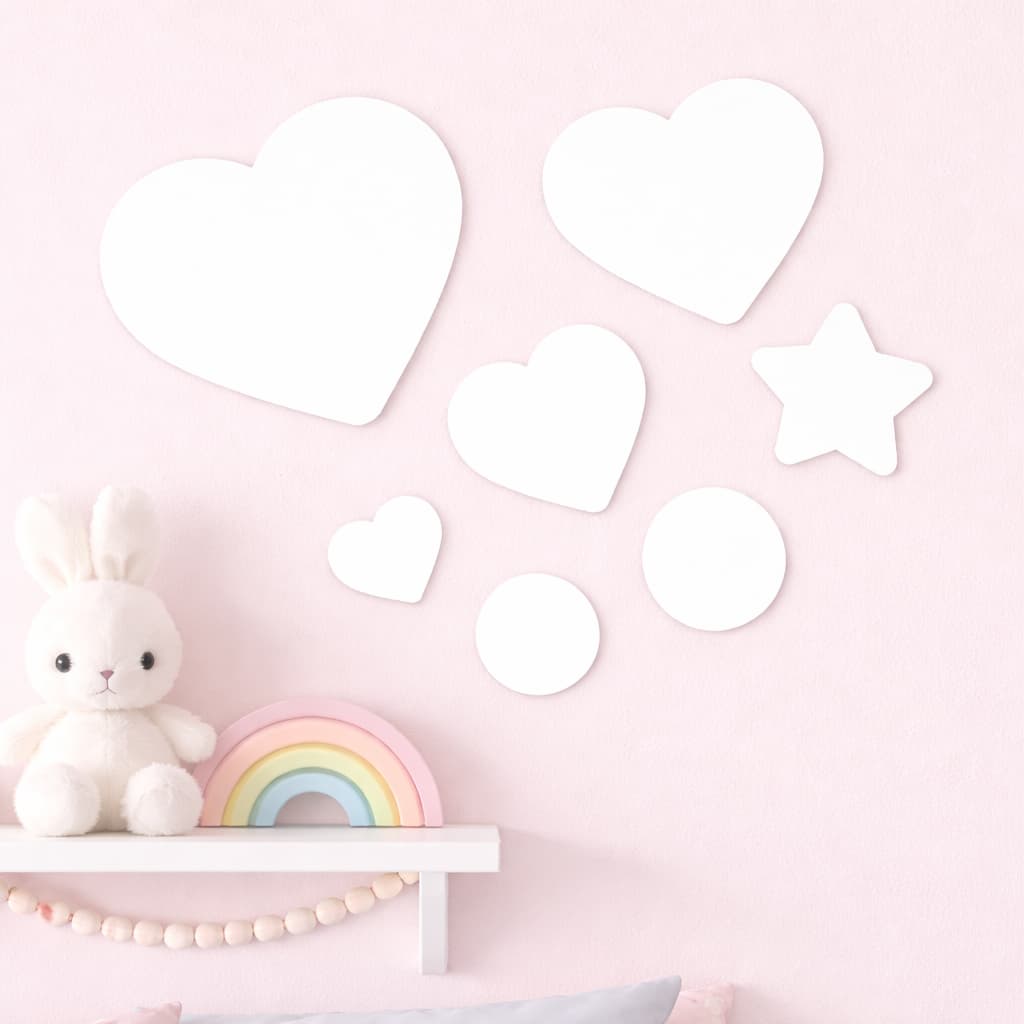 Kit Aplique Coração Estrela Papel Cartão Branco Brilho para Sublimação Toppers, Topo de Bolo