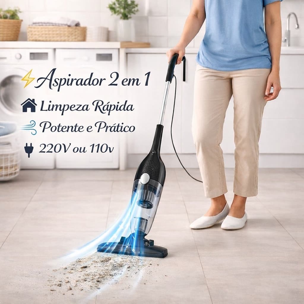 Aspirador de Pó 2 Em 1 Vertical Portátil Com Fio Potente Alta Sucção Leve 600w potência Para Casa Sofá Carro 220v 110v