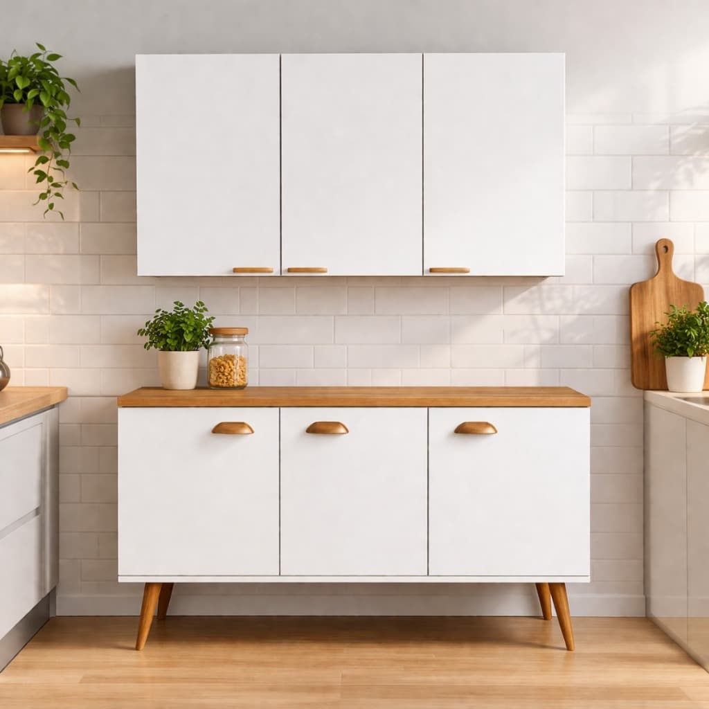 Kit Balcão Industrial 90cm Com Armário Aéreo Cozinha Completa 3 Portas Organização