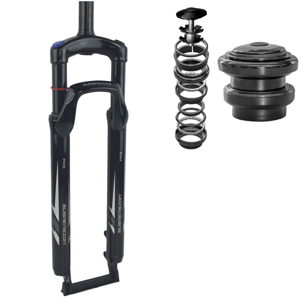 Garfo de Bicicleta Aro 26 Amortecedor Disco Suspensão - Aheadset 28.6mm Sem Rosca + Brinde