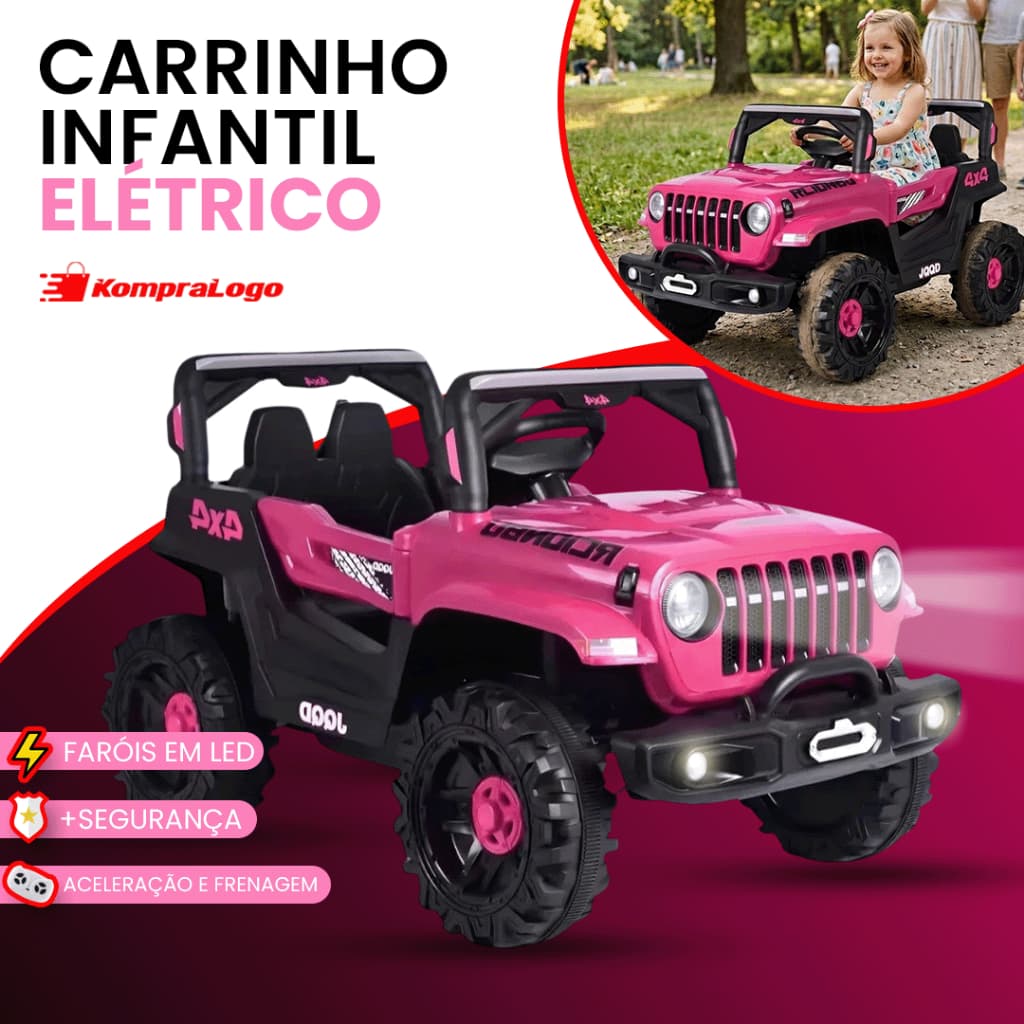 Carro Elétrico Infantil Jipe Off Road Rosa 12V com Controle Remoto Zippy Toys