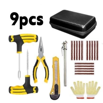 Kit Reparo Pneu Sem Camara Carro E Moto 9pcs
