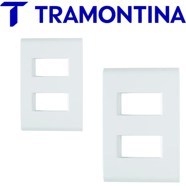 Placa 2 Postos Tramontina Liz 4x2 Branco Afastados