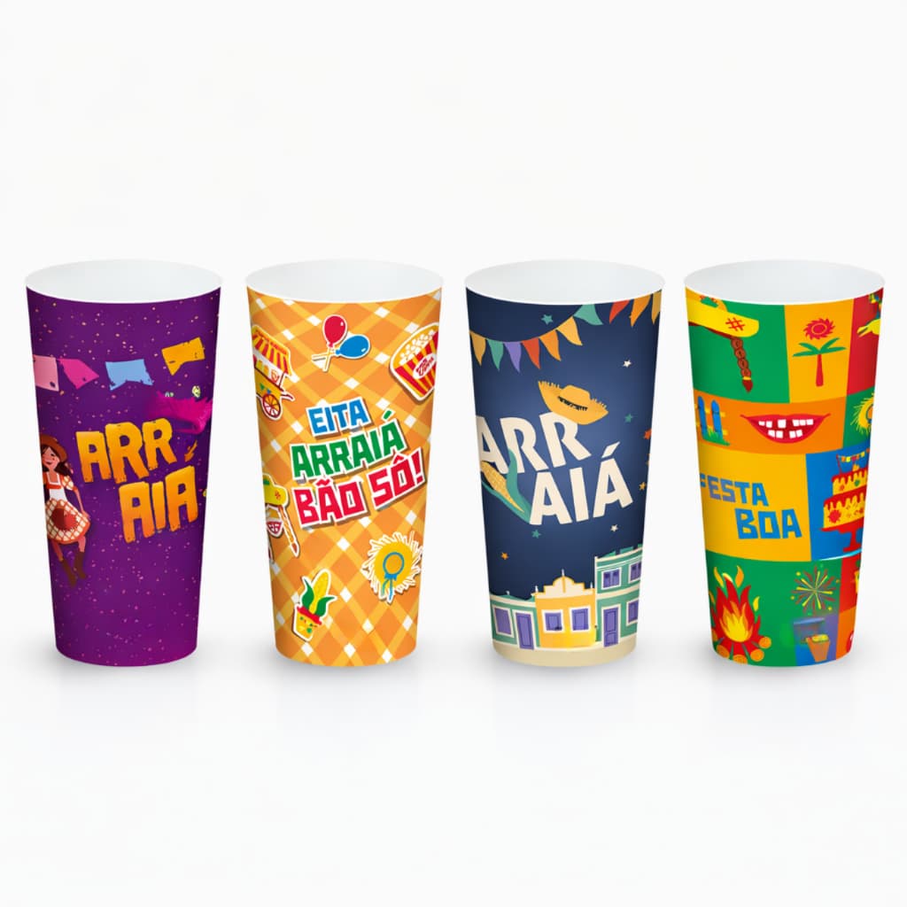 Kit 24 Copos Festa Junina Arraiá Decorado 350ml São João