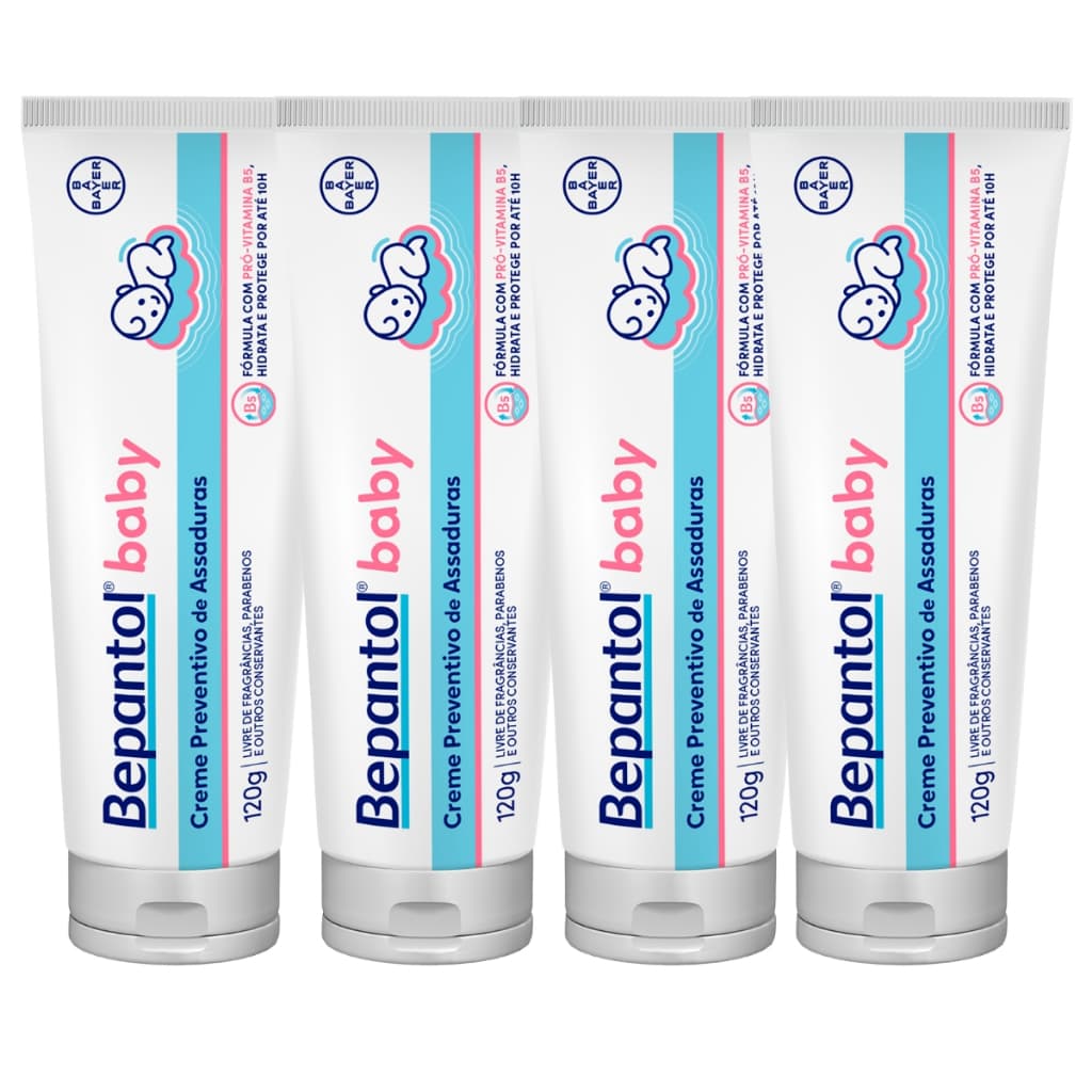 Kit com 4 Cremes Pomada de Assadura 120gr Cada - Bepantol