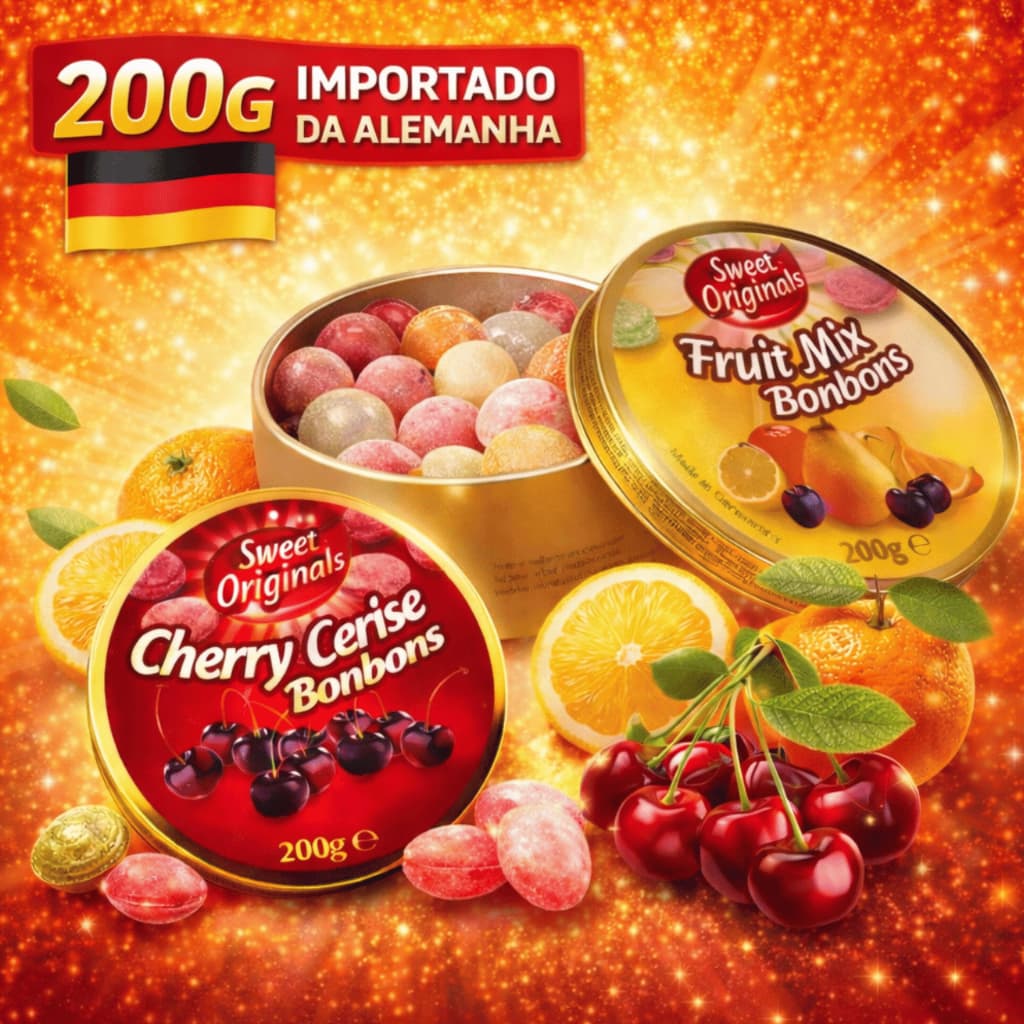 Balas Sabores Sortidos Cereja Alemã Importada 200g Sweet Originals Fruit Mix Cherry Cerise Bonbons
