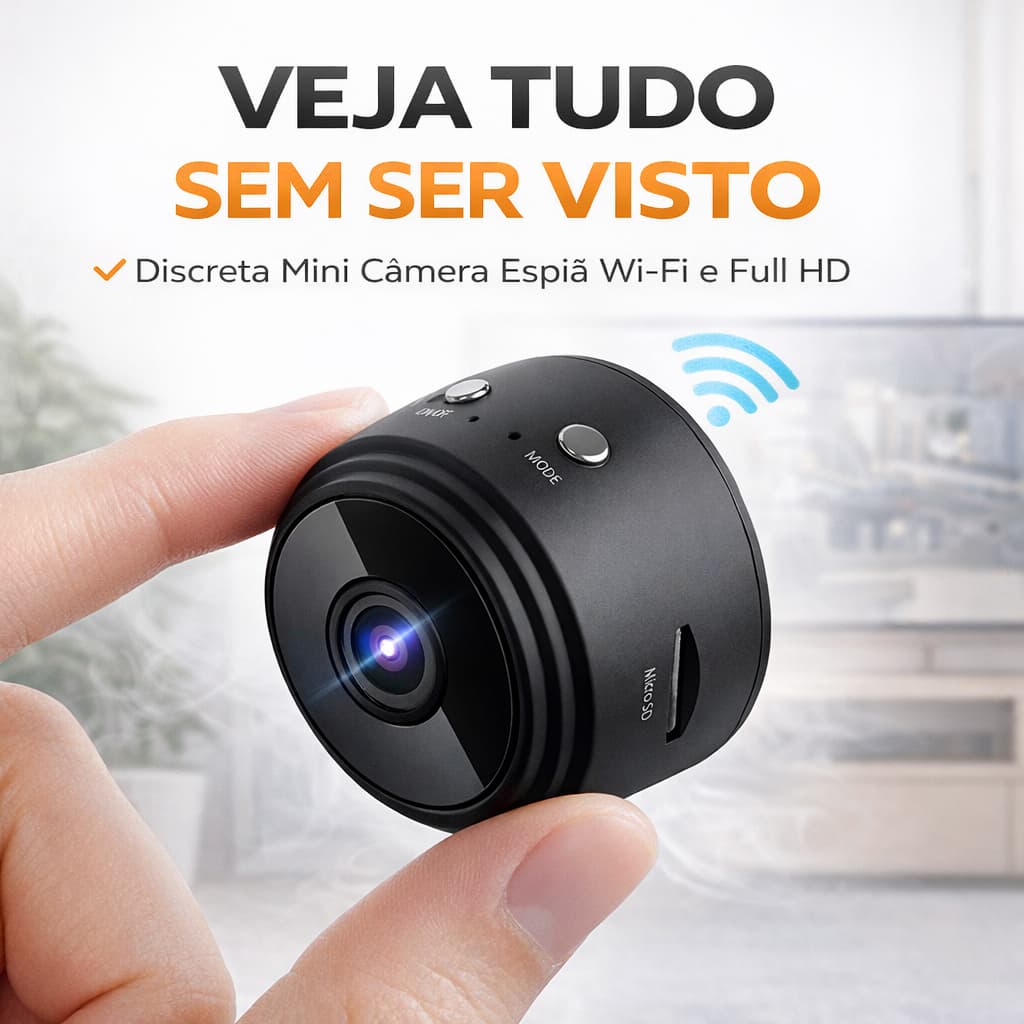 Mini Câmera Espiã WiFi Full HD com Áudio Visão Noturna Detecção Movimento A9