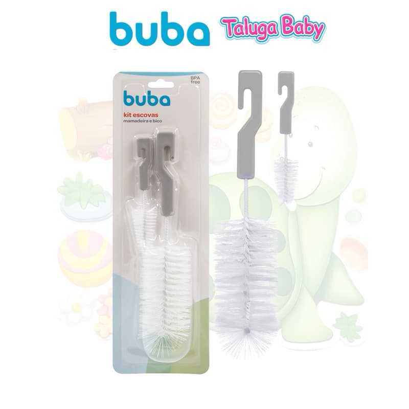 Kit Escova Mamadeira Buba com Escova de Bico Limpeza Completa Nylon Esponja BPA Free HigieneInfantil