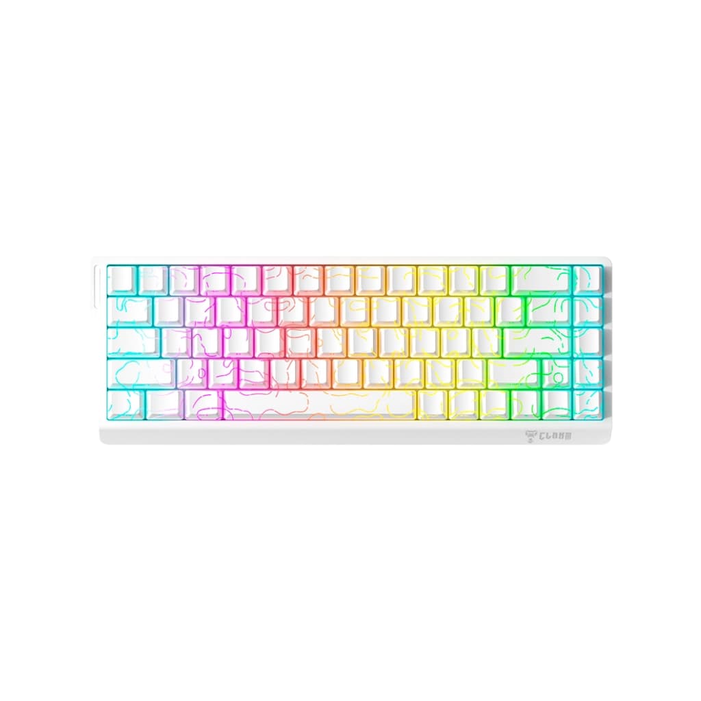 Teclado Gamer 65% Clanm Arkan Snow Branco Rgb Membrana Português Brasil