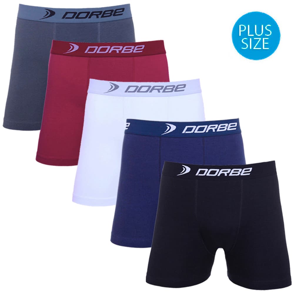 Kit 5 Cuecas Boxer Plus Size Algodão Dorbe Não Enrola Original Cueca Box Plu Size Cotton Masculino