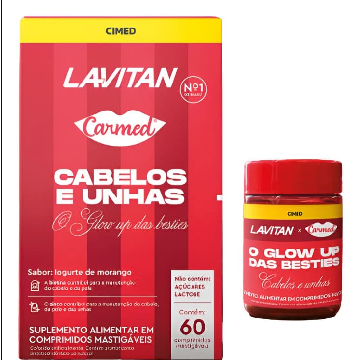 Lavitan Glow Up Besties Cabelos, Pele e Unhas – 60 Comprimidos Mastigáveis com Biotina e Vitaminas