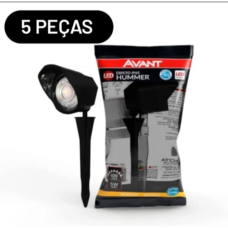 ESPETO P/JARDIM 05 PEÇAS LED HUMMER 5W AVANT (3000K) Amarelo