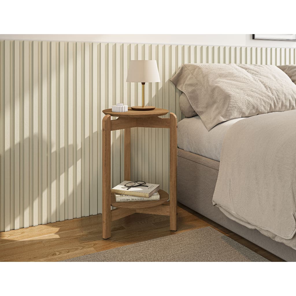 Mesa Mesinha Lateral Lizz Estilo Classico em MDF com Pés em madeira