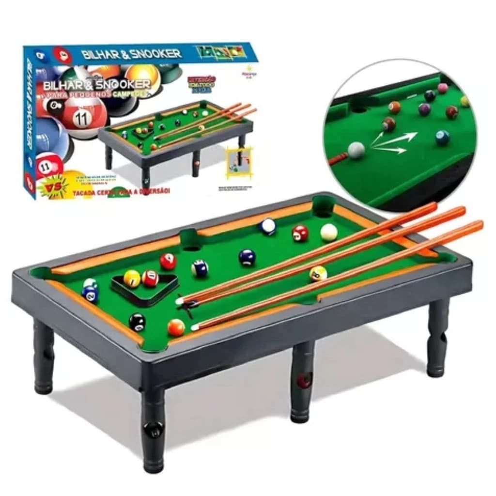 Mini Mesa De Sinuca Com Pézinho Bilhar Infantil 16 Bolas 2 Tacos-TKAB2622