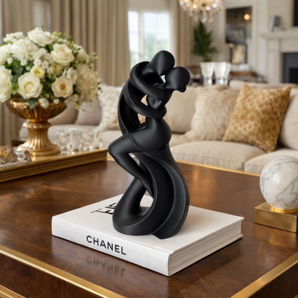 Escultura Casal Namorados Decorativos Marido e Esposa Mesa de Centro  Decoração Sala Amor Paixão Love Dia dos Namorados