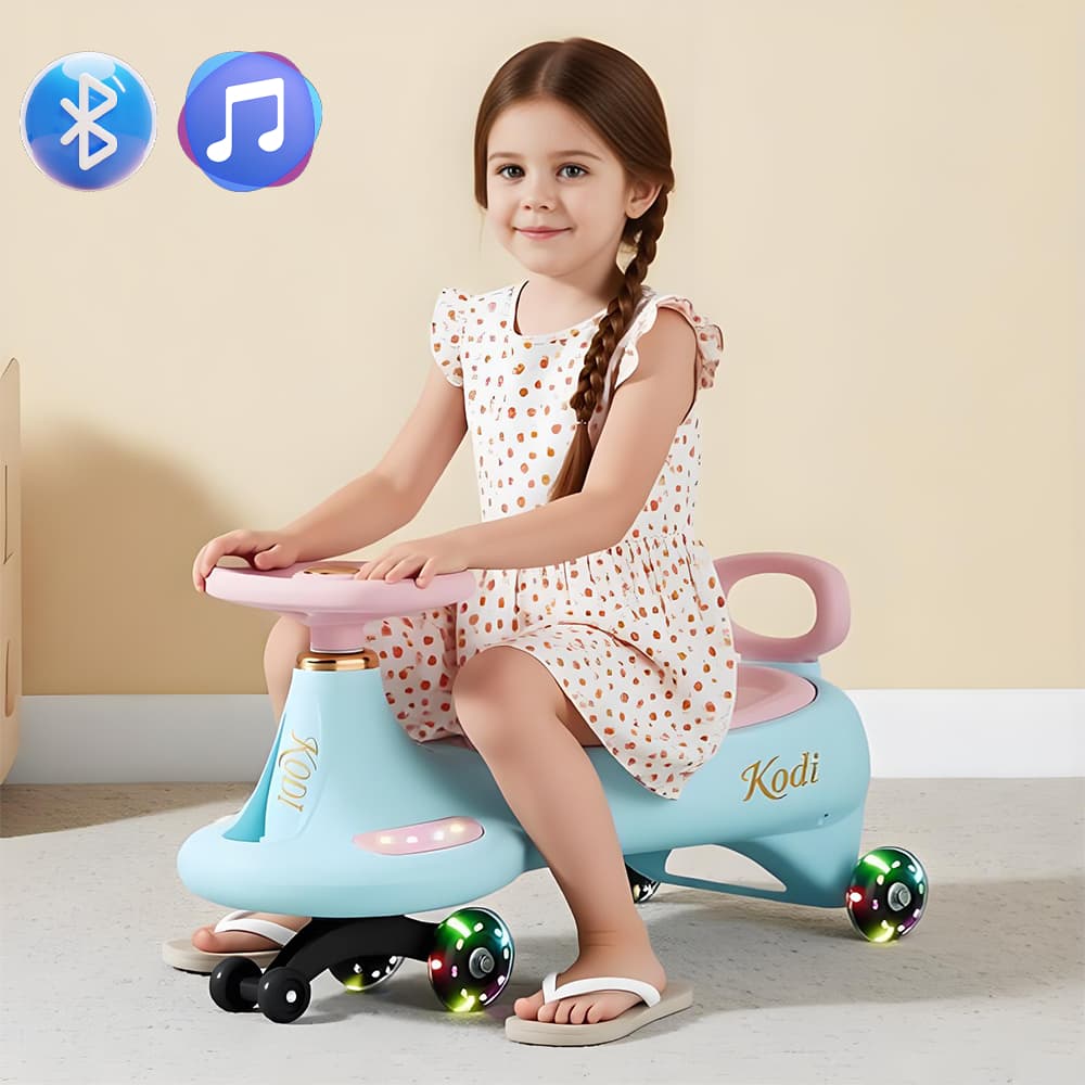 Carrinho Infantil Rolemã Ginga Car Bluetooth Com Led e música Que Gira 360° Brinquedo Criança P23
