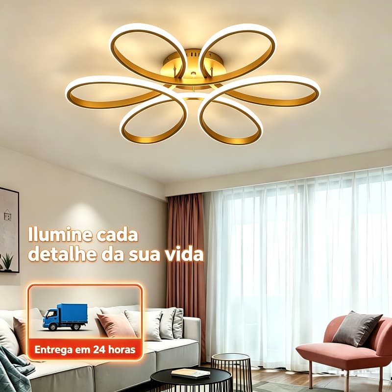 Moderno simples flor LED luz de teto três cores ajustável sem brilho olho de proteção dupla tensão 110V/220V sala de est