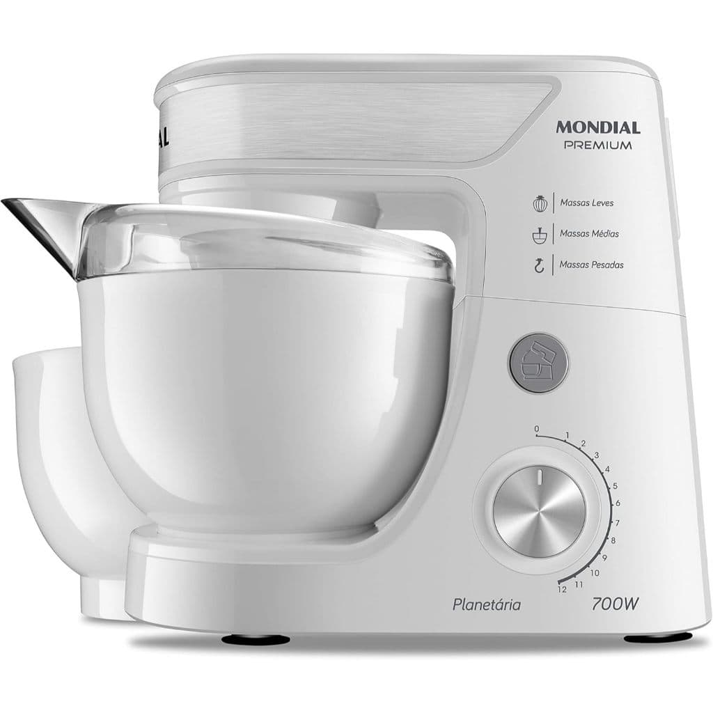 Batedeira Planetária, Mondial, Branco/Inox, 700W, 110V - BP-01P-W
