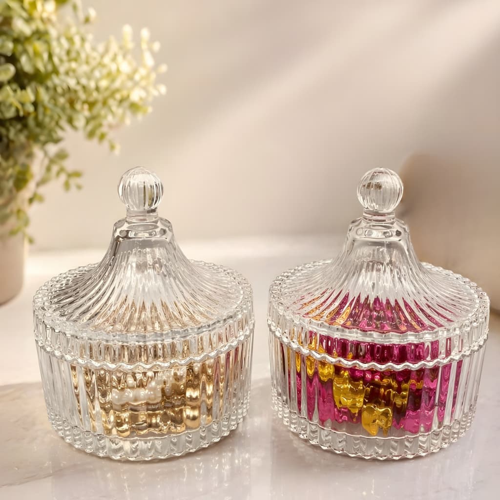 Kit 2 Potiche Bomboniere Carrossel Baleiro Cristal 320ml