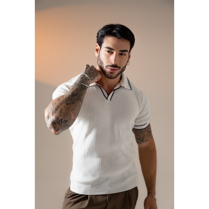 CAMISA TRICOT CANELADA GOLA POLO DUO COLOR VERAO 26